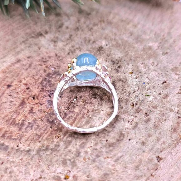 Nature Blue Morganite Stone Adjustable Ring - Picture 9 of 10